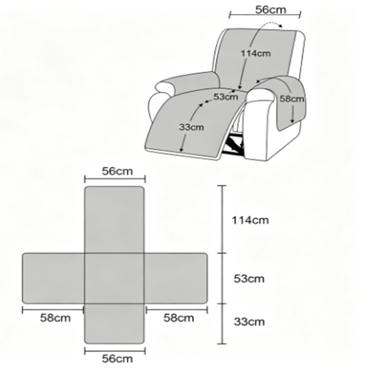 Smarcute 1 Seater Quilted Reversible Recliner Chair Cushion with Straps