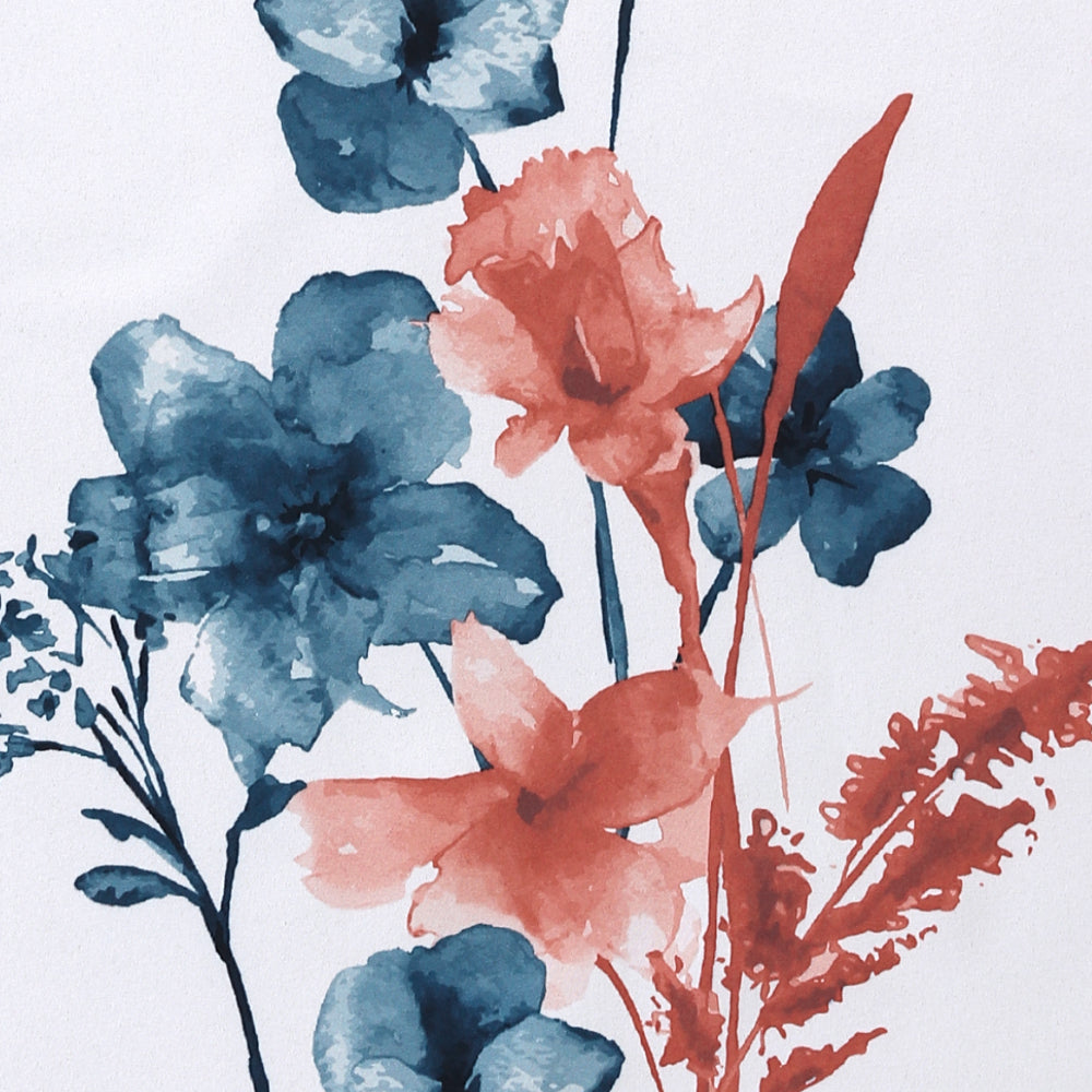 Black Back Printed Floral Curtain