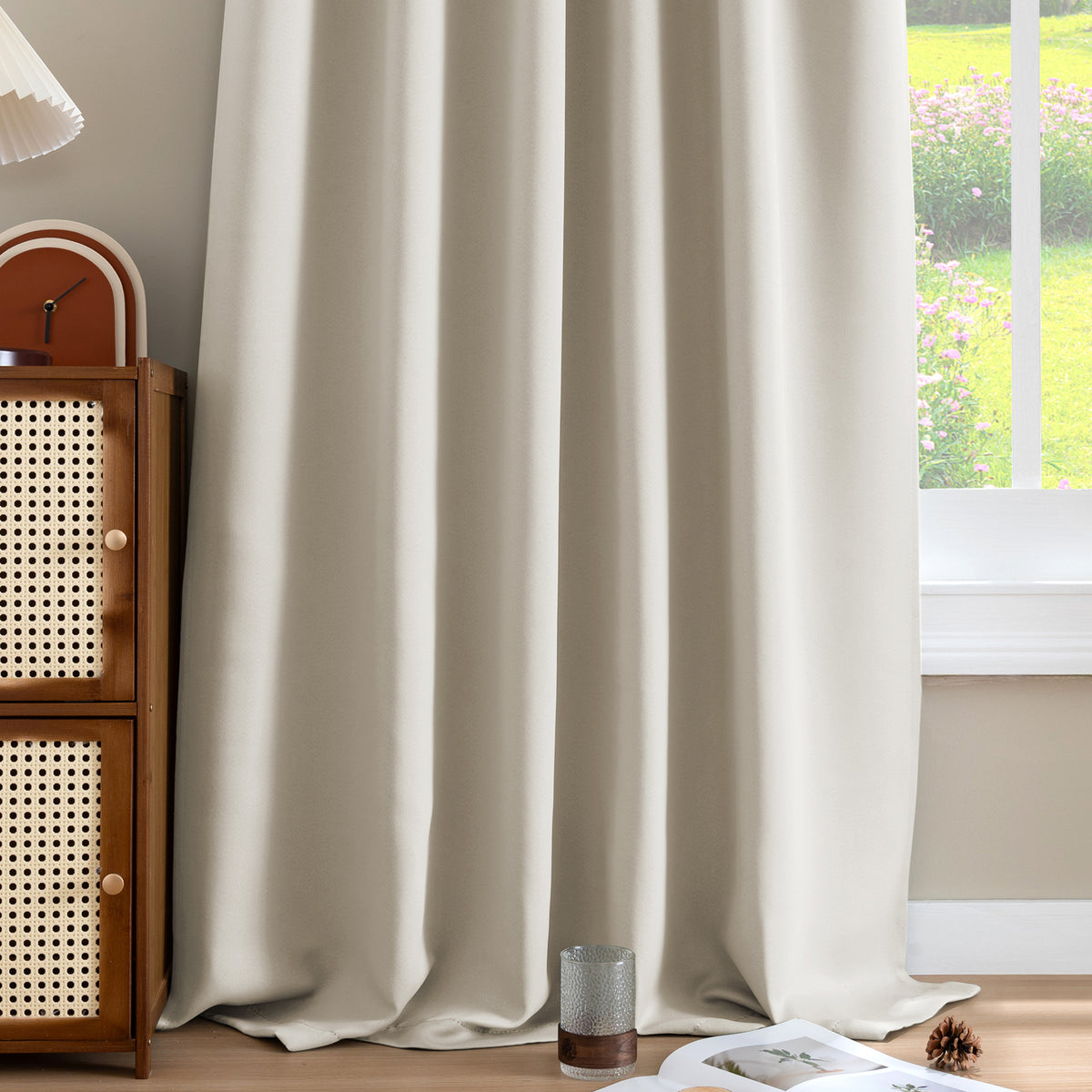 Smarcute Blockout Back Tab Solid Curtain - 2X 132x160cm