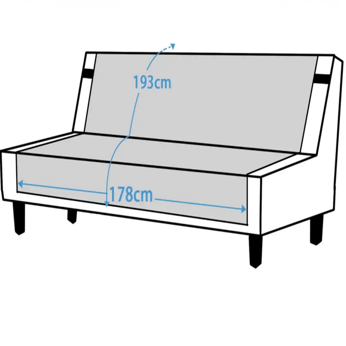 Smarcute 3 Seater Quilted Armless Futon Sofa Bed Cover Couch Cushion Cover
