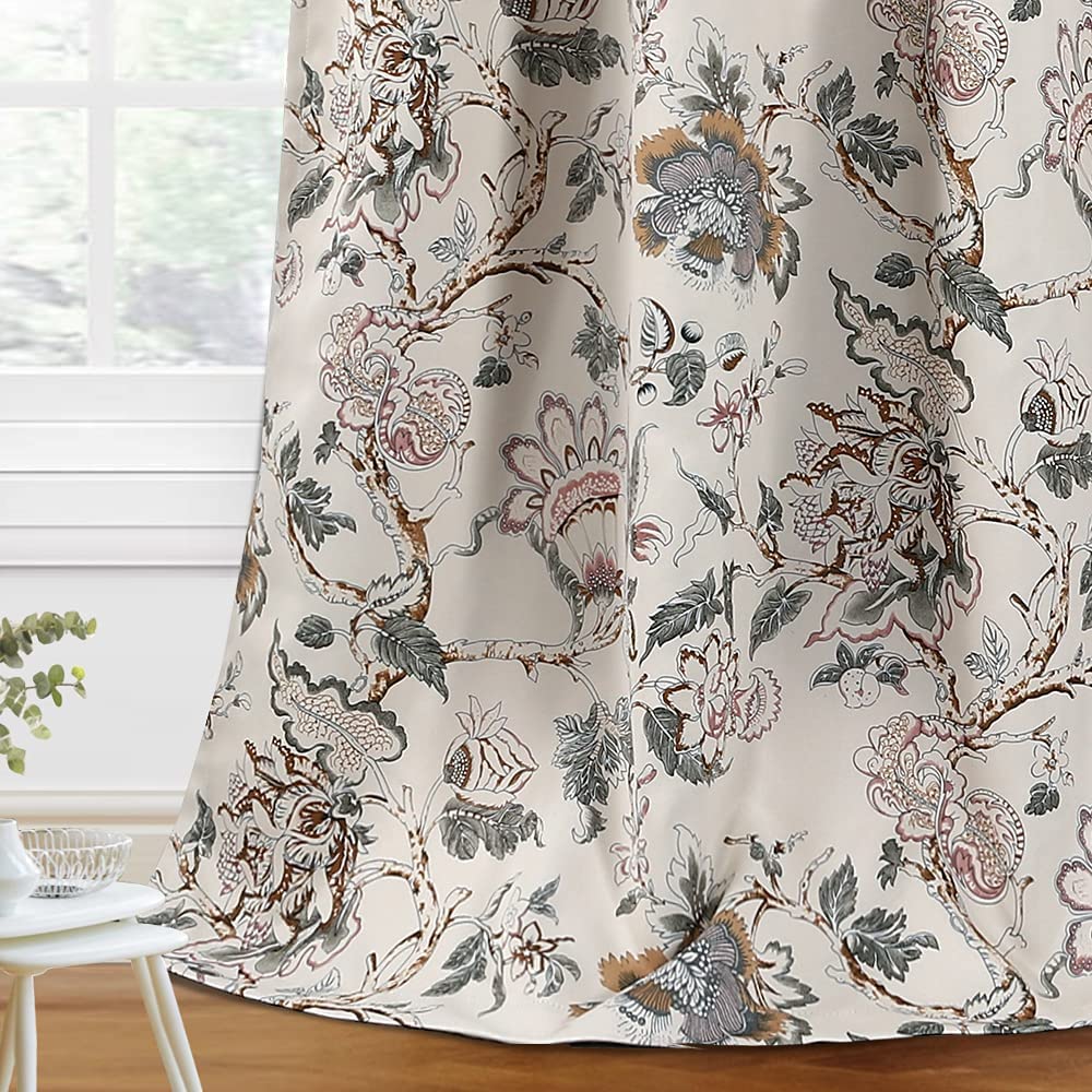 Smarcute Blockout Classic Floral Grommet Curtain - 2X 132x160cm