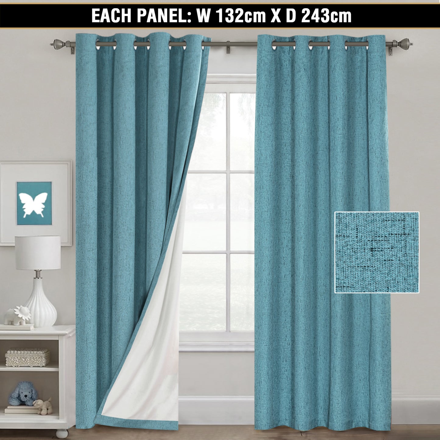 100% Blockout Curtains Pair Rich Linen Textured Full Blackout Curtain Draperies