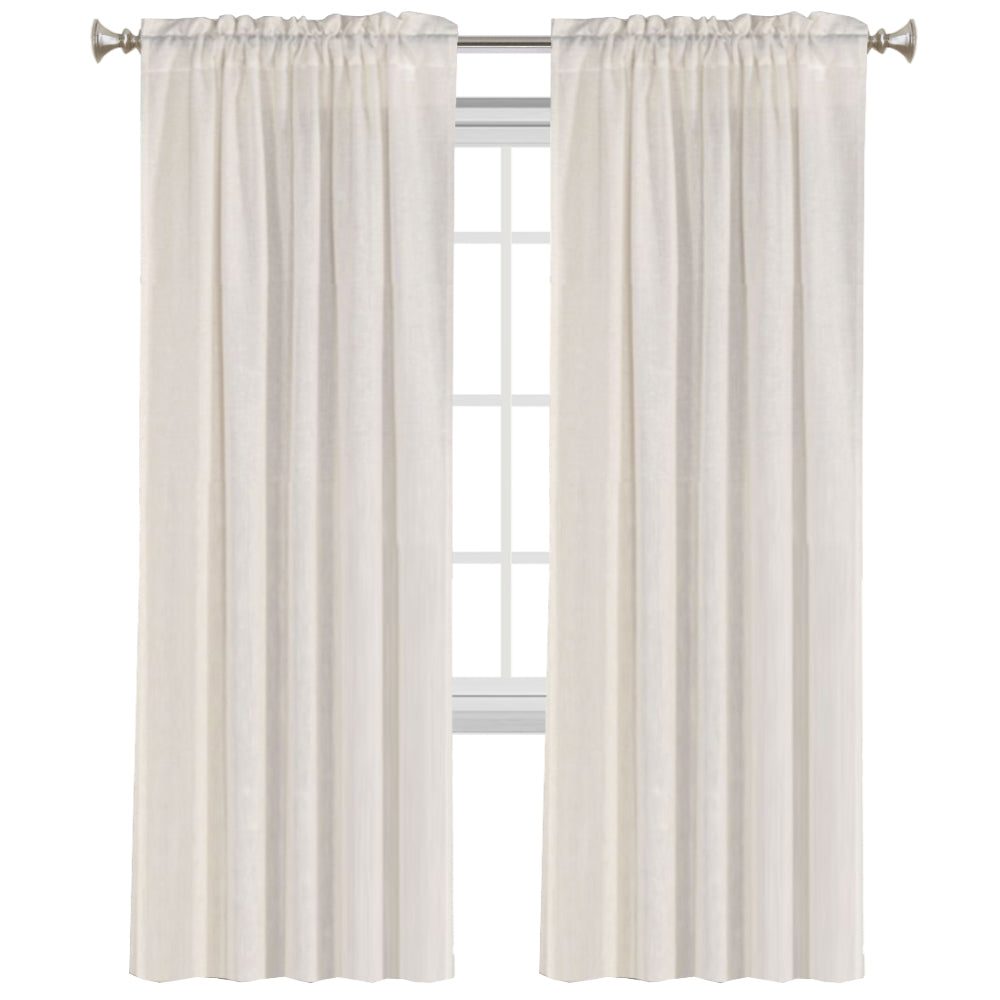 2x Natural Linen Blended Airy Curtains for Living Room Home Decor Soft Rich Material Light Reducing Bedroom Drape Panels