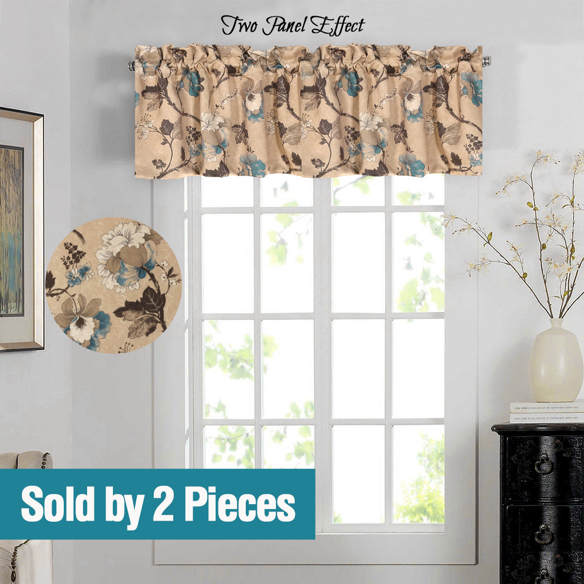 Blockout Curtains Pair Bedroom Living Room Vintage Floral Eyelet Curtains