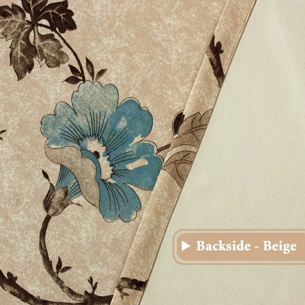 Blockout Curtains Pair Bedroom Living Room Vintage Floral Eyelet Curtains