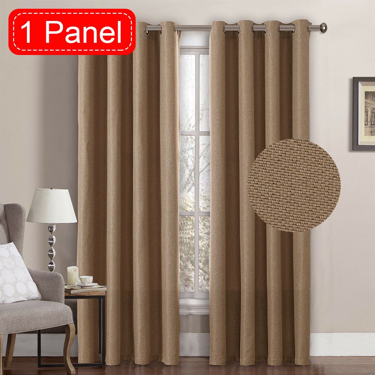 Textured Linen Like Thick Curtain Thermal Eyelet Bedroom Curtains 1 Panel Sold