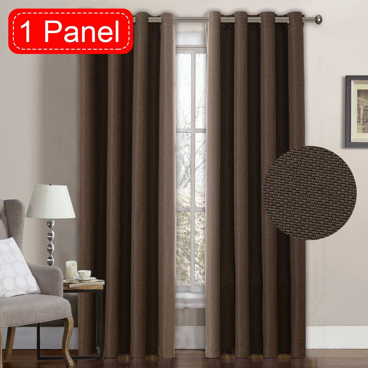 Textured Linen Like Thick Curtain Thermal Eyelet Bedroom Curtains 1 Panel Sold