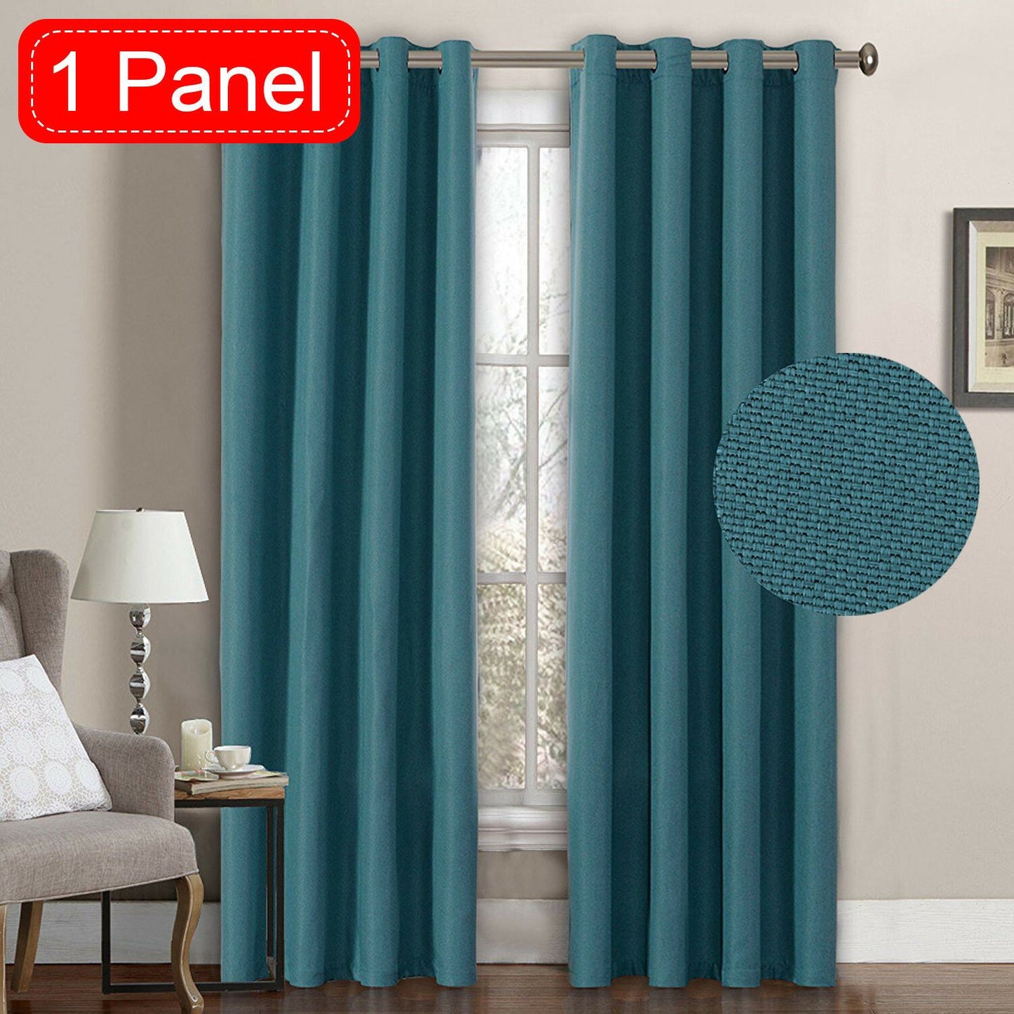 Textured Linen Like Thick Curtain Thermal Eyelet Bedroom Curtains 1 Panel Sold