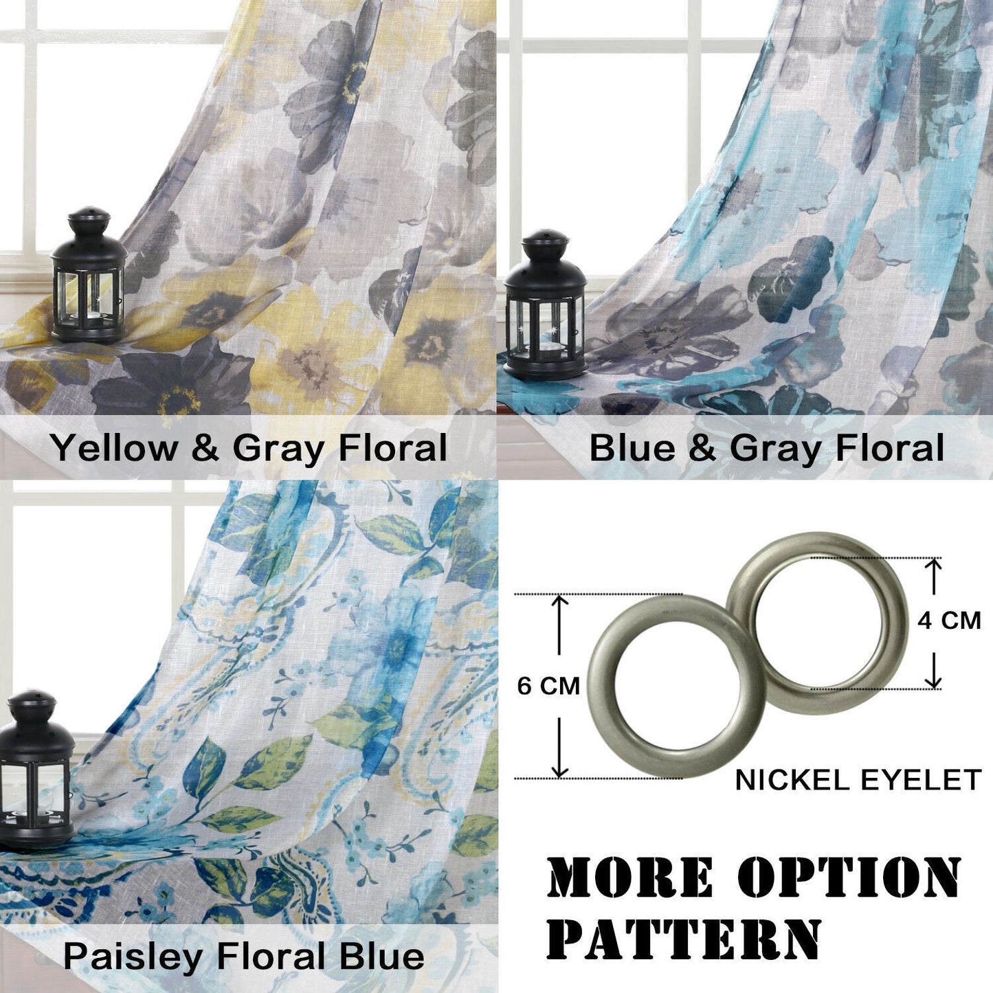 Linen Sheer Curtains Vintage Floral Curtains for Bedroom Soft Draped and Natural