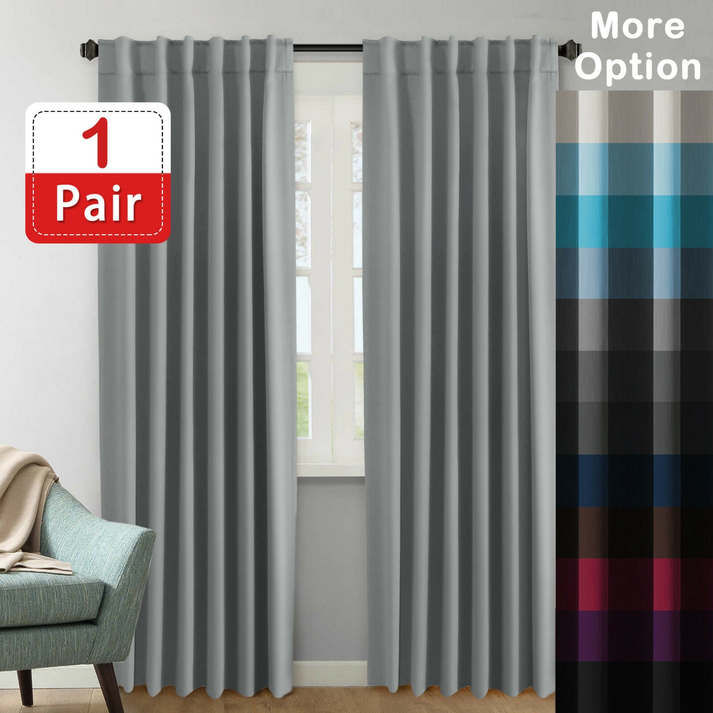 2x Blockout Curtains Blackout Curtain Draperies for Bedroom Living-2 Hanging way