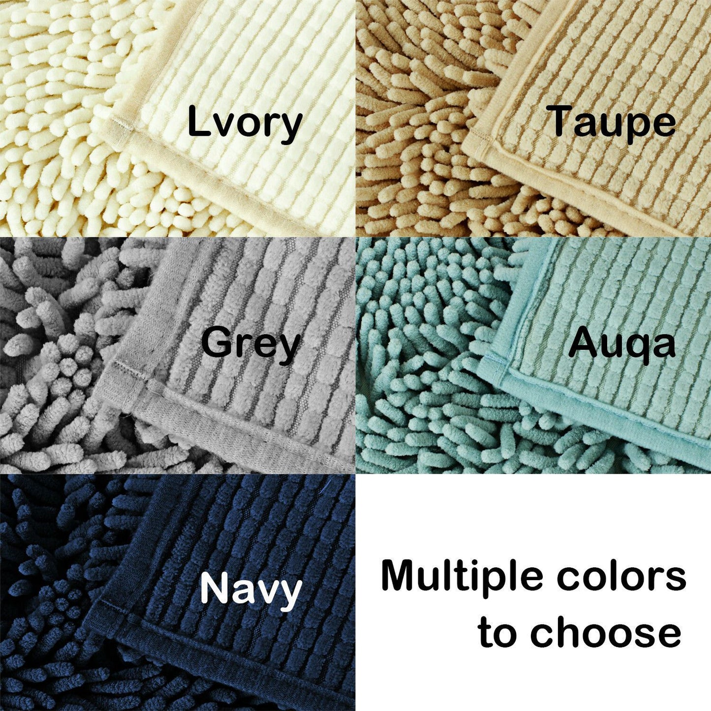 Thick Chenille Bath Mat Non Slip Rugs Bathmat Toilet Shower Bathroom Shaggy Rug