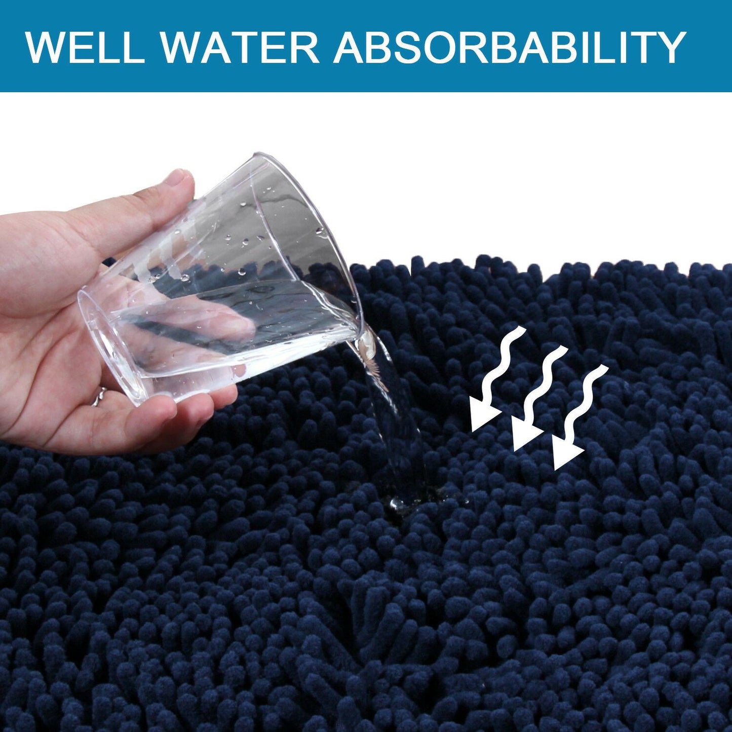 Thick Chenille Bath Mat Non Slip Rugs Bathmat Toilet Shower Bathroom Shaggy Rug