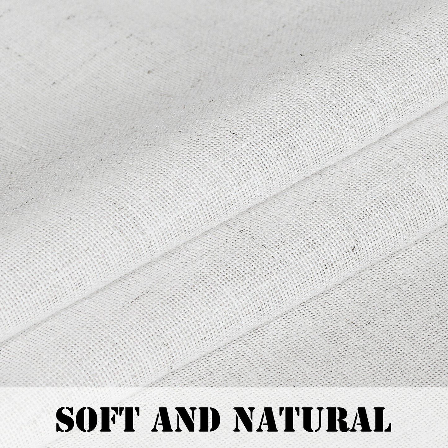 2x Natural Linen Curtains for Living Light Filtering Semi Sheer Window Draperies