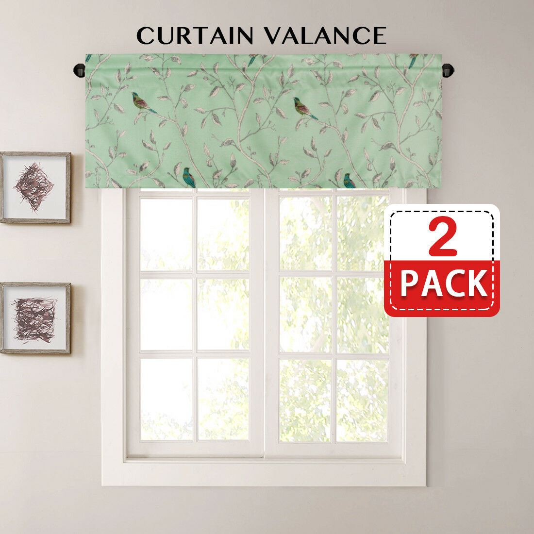 2 Pack Blockout Window Valances for Kitchen / Bathroom / Living Room Vintage