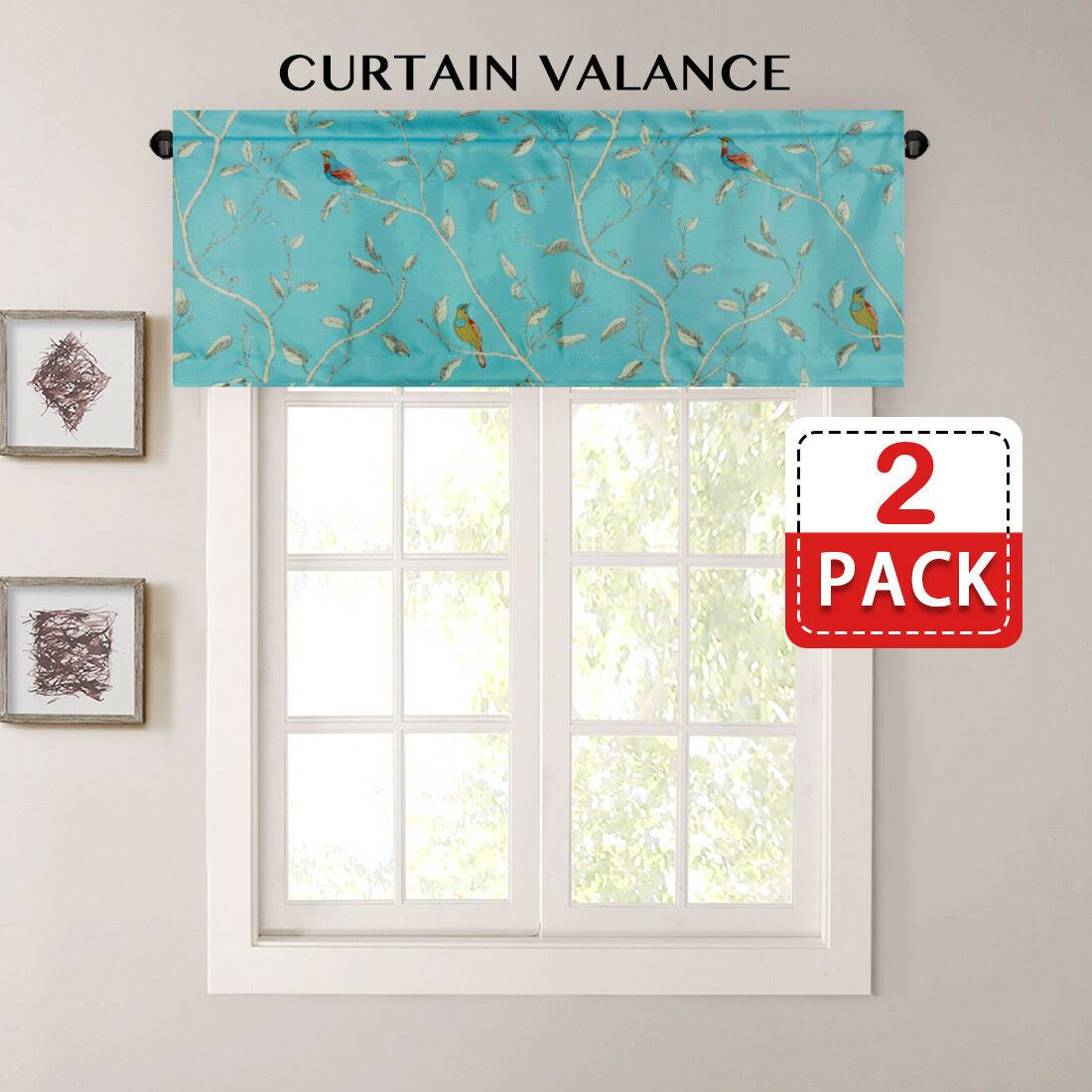 2 Pack Blockout Window Valances for Kitchen / Bathroom / Living Room Vintage