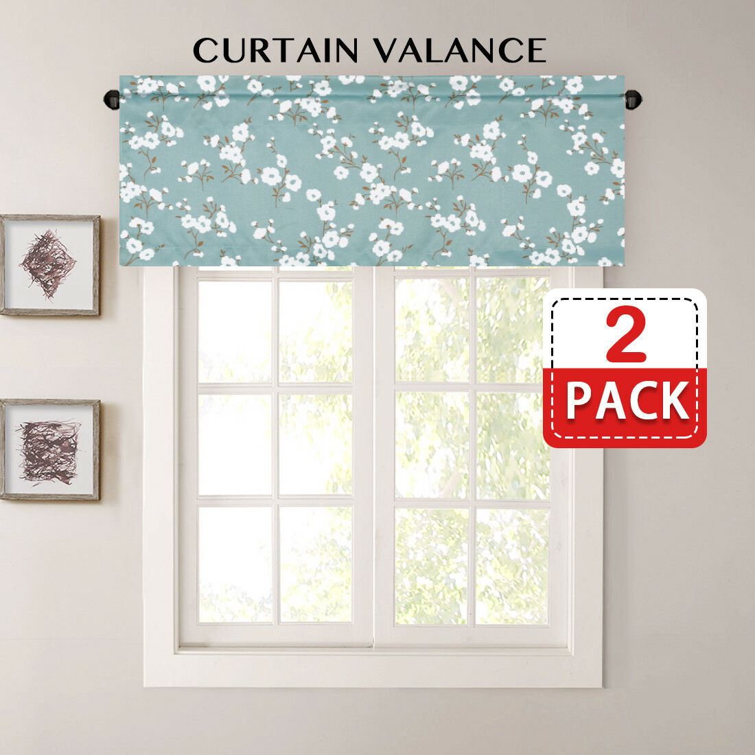 2 Pack Blockout Window Valances for Kitchen / Bathroom / Living Room Vintage