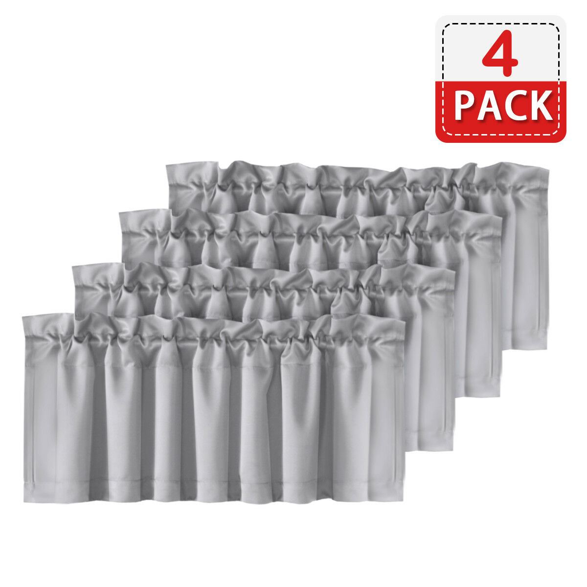 4 Piece Rod Pocket Window Curtain Valances Blockout for Living Room/ Kitchen