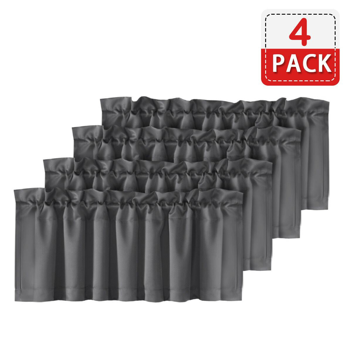 4 Piece Rod Pocket Window Curtain Valances Blockout for Living Room/ Kitchen