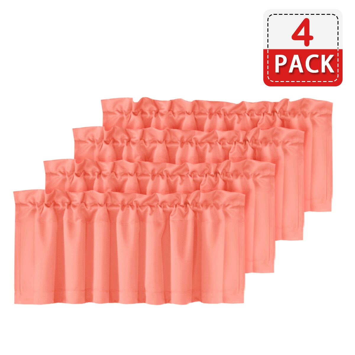 4 Piece Rod Pocket Window Curtain Valances Blockout for Living Room/ Kitchen
