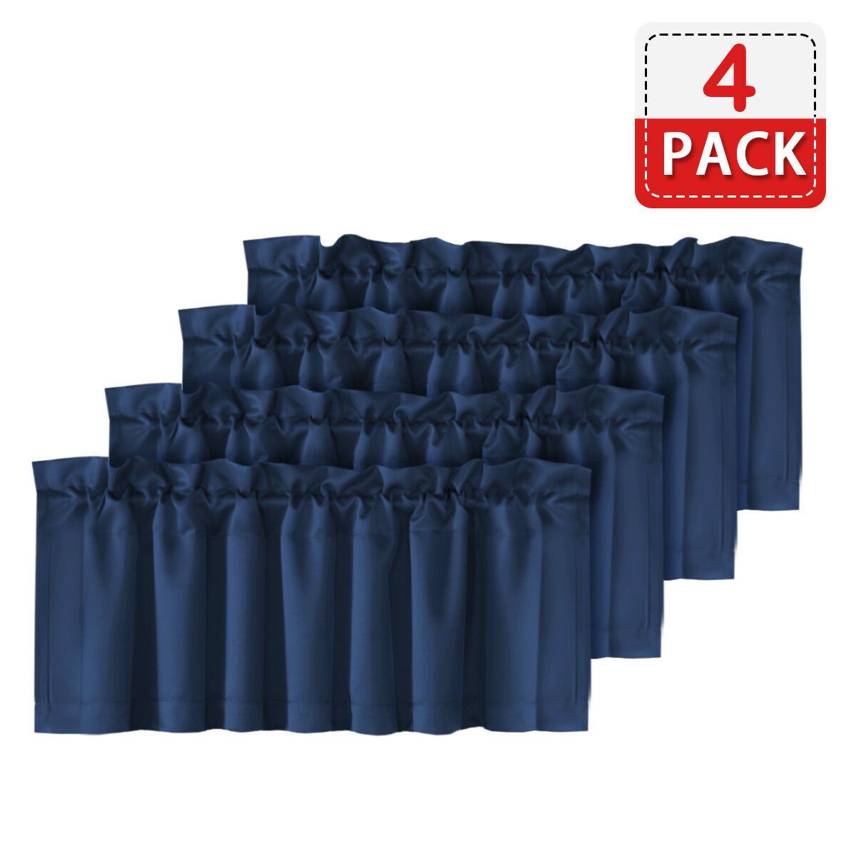 4 Piece Rod Pocket Window Curtain Valances Blockout for Living Room/ Kitchen