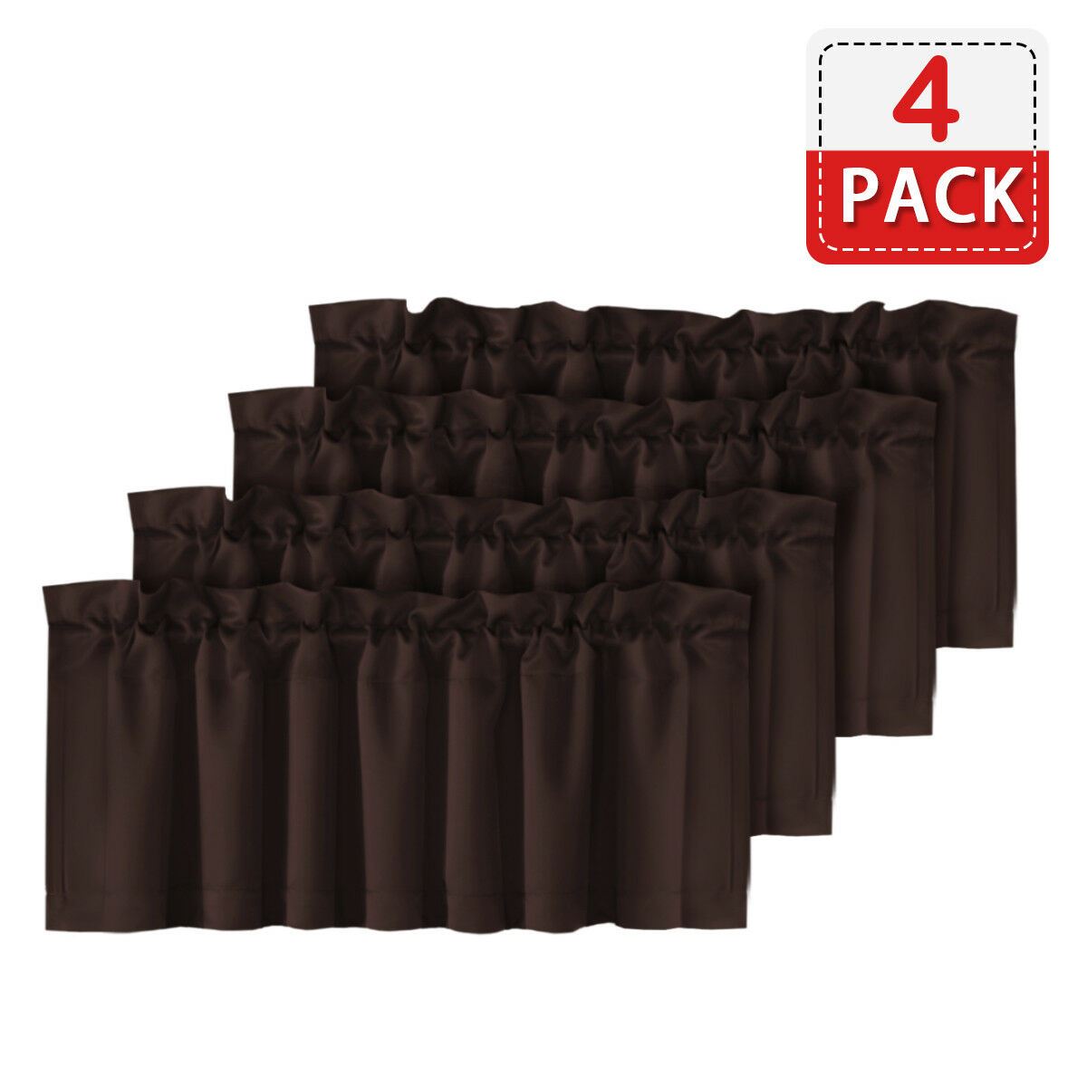 4 Piece Rod Pocket Window Curtain Valances Blockout for Living Room/ Kitchen