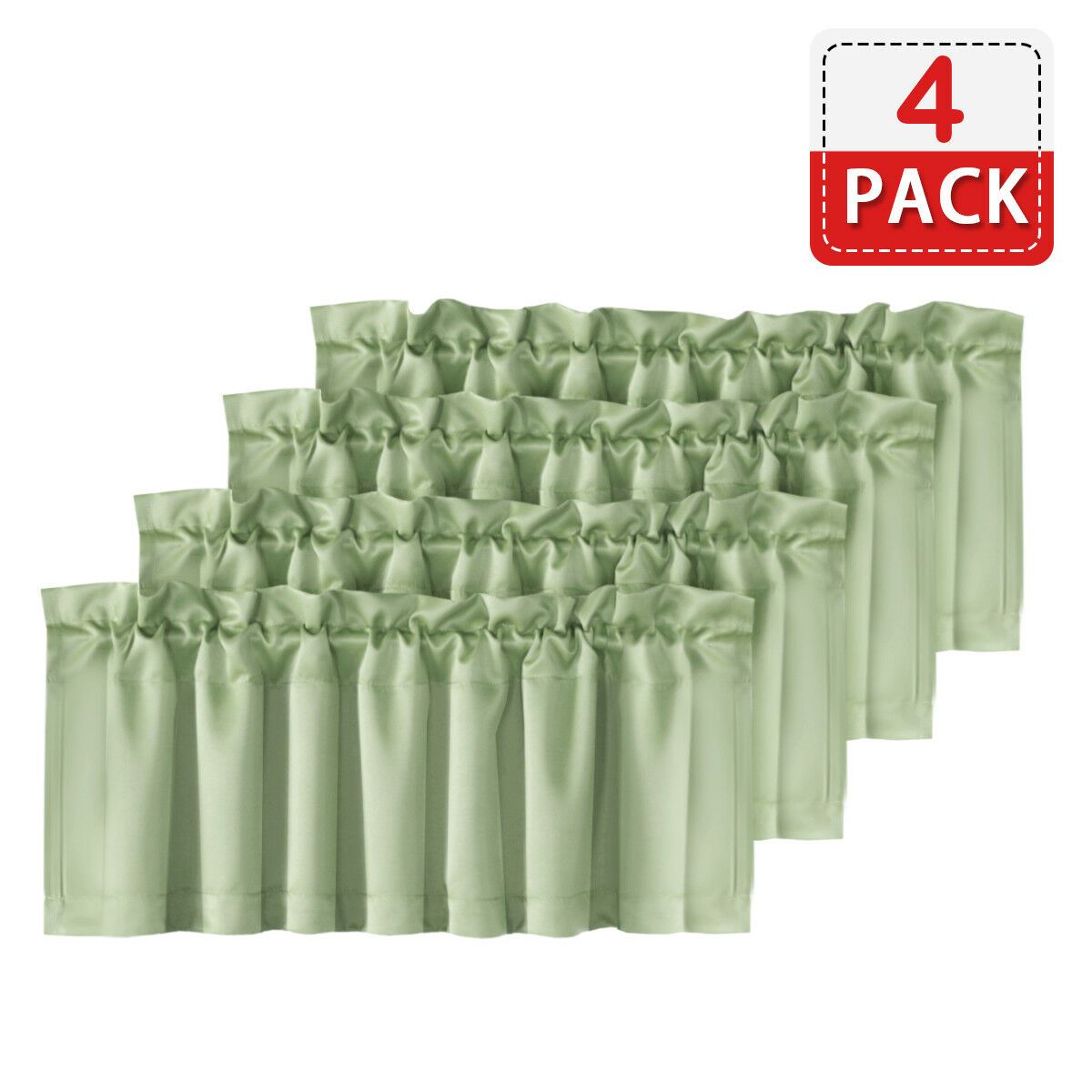 4 Piece Rod Pocket Window Curtain Valances Blockout for Living Room/ Kitchen