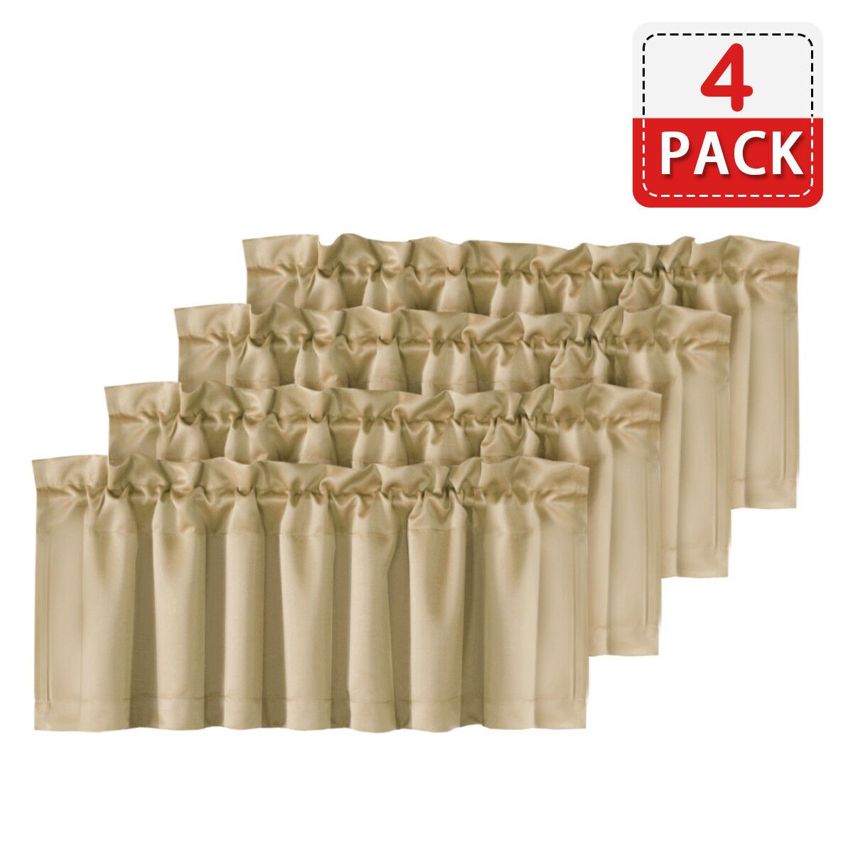 4 Piece Rod Pocket Window Curtain Valances Blockout for Living Room/ Kitchen