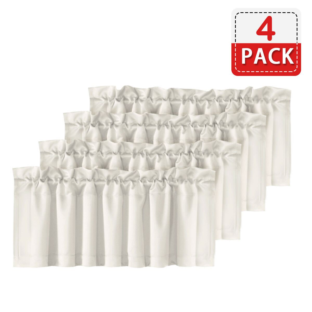 4 Piece Rod Pocket Window Curtain Valances Blockout for Living Room/ Kitchen