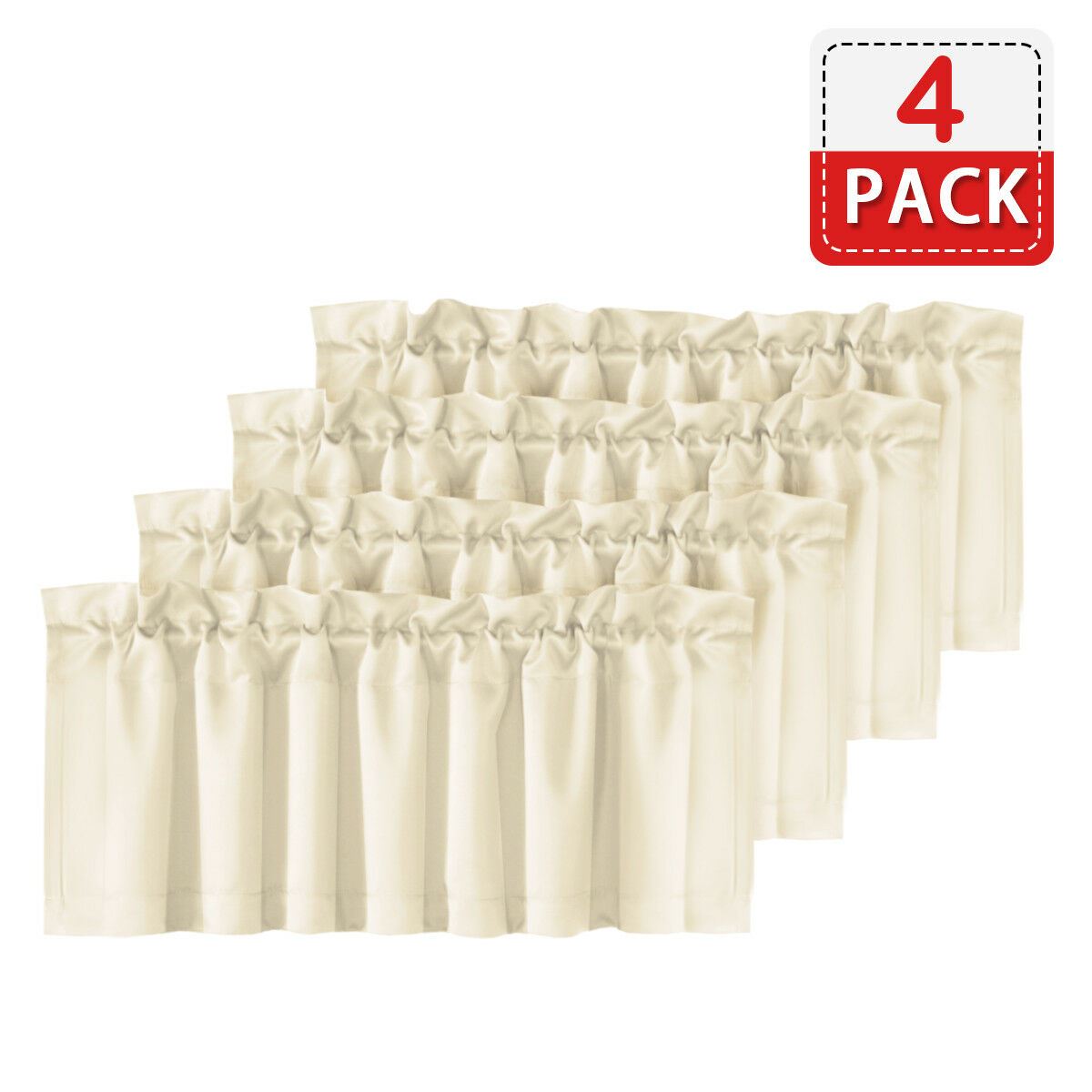 4 Piece Rod Pocket Window Curtain Valances Blockout for Living Room/ Kitchen