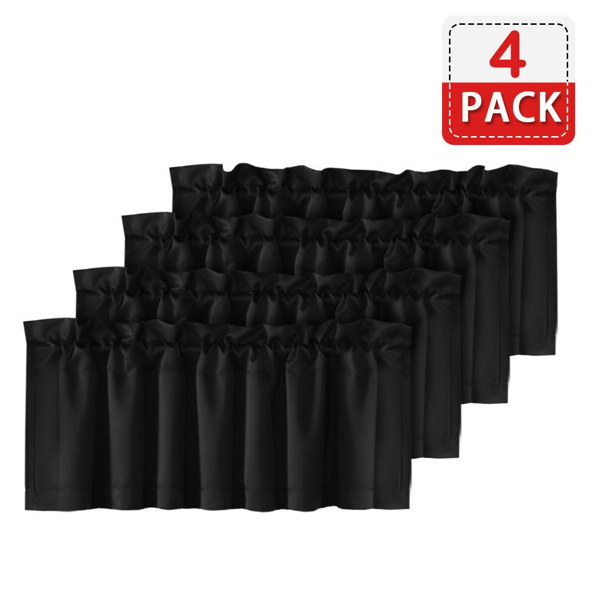 4 Piece Rod Pocket Window Curtain Valances Blockout for Living Room/ Kitchen