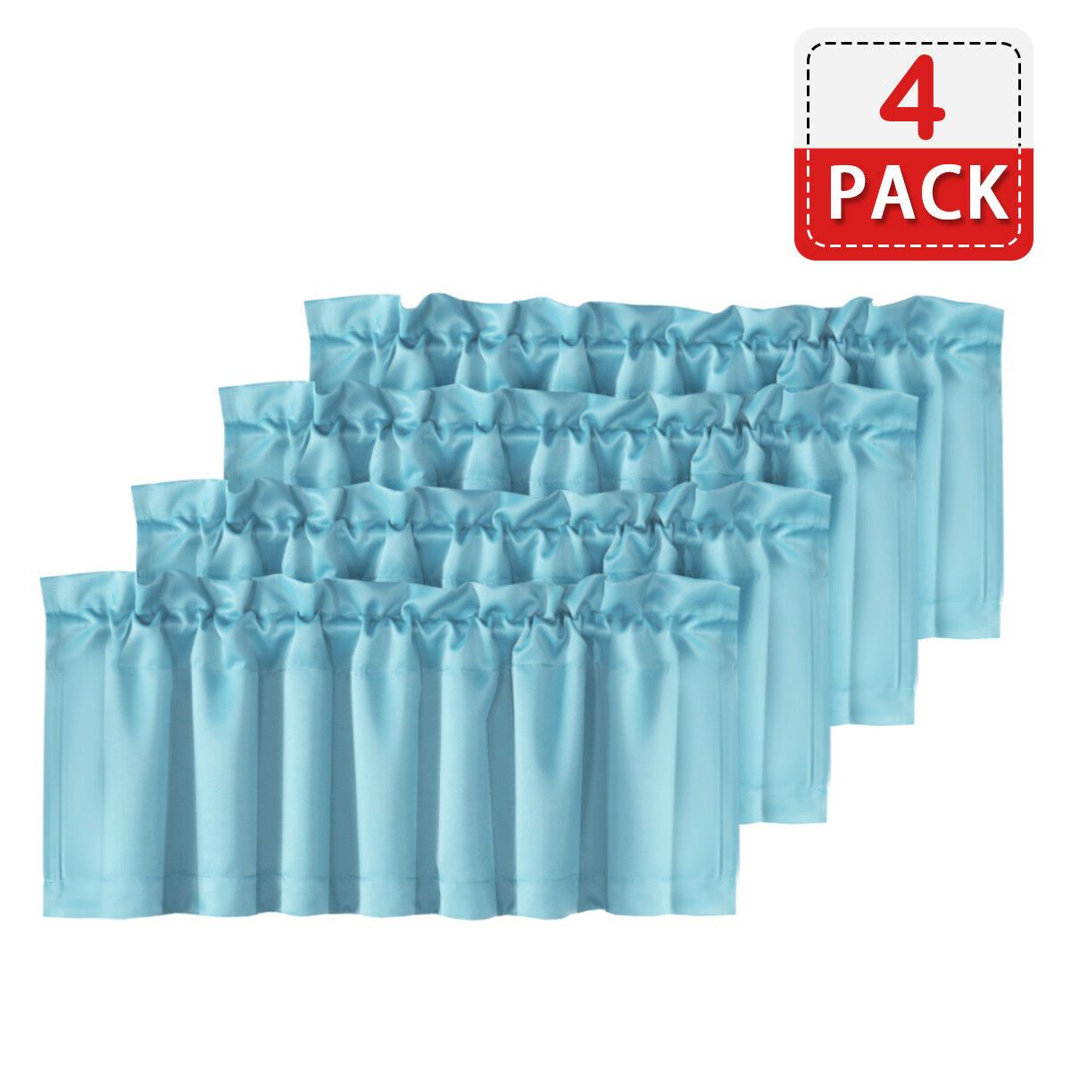 4 Piece Rod Pocket Window Curtain Valances Blockout for Living Room/ Kitchen