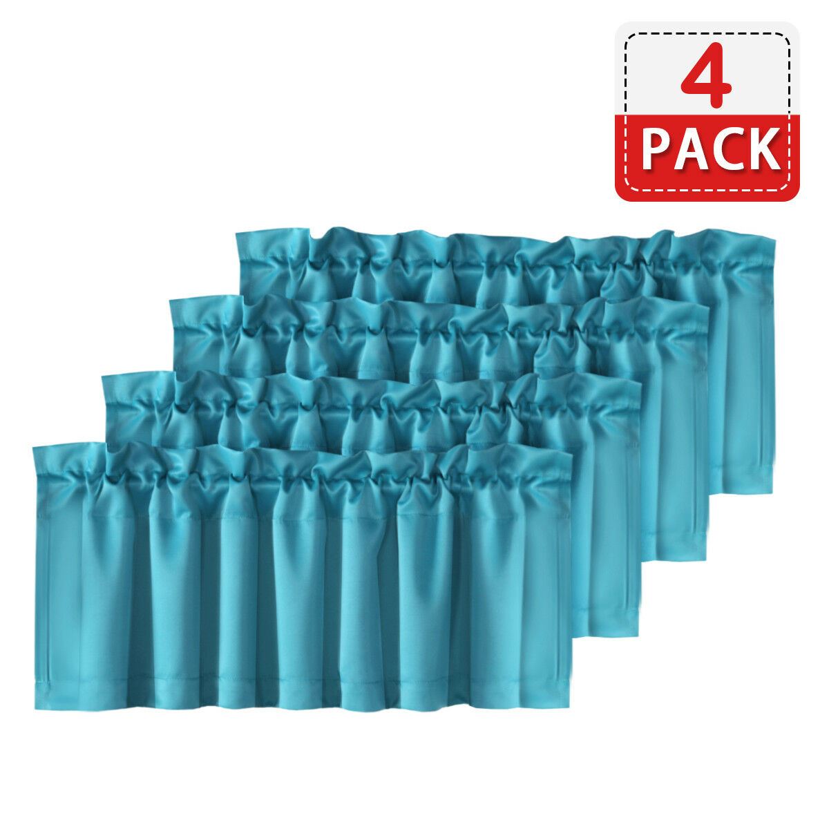 4 Piece Rod Pocket Window Curtain Valances Blockout for Living Room/ Kitchen