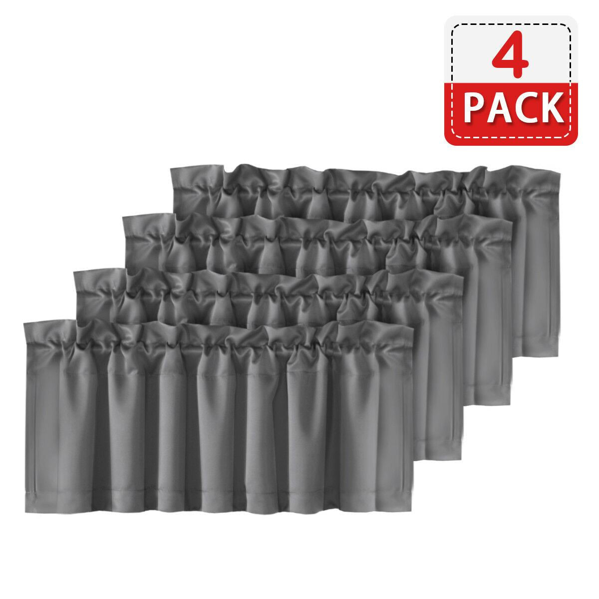 4 Piece Rod Pocket Window Curtain Valances Blockout for Living Room/ Kitchen