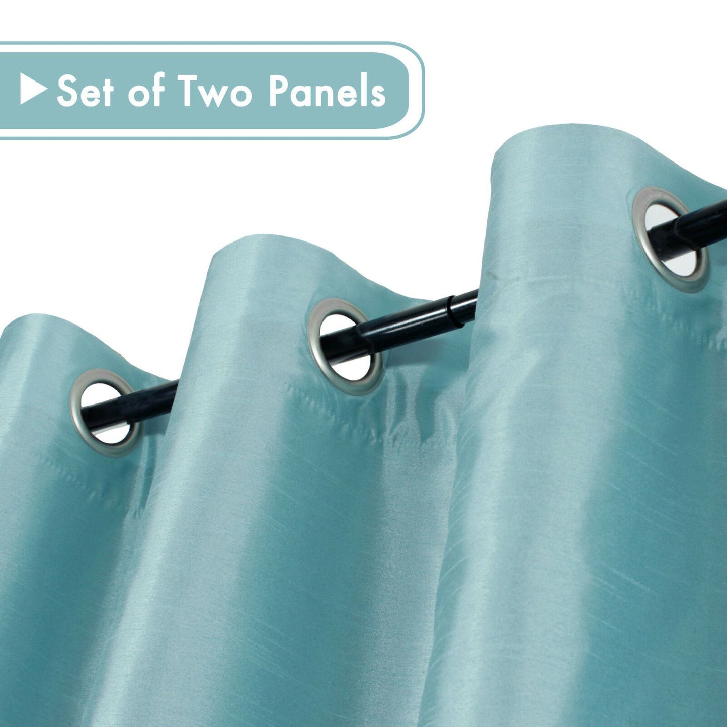 Blue Curtains Pair Eyelet Light Filtering Window Curtains for Bedroom/Livingroom