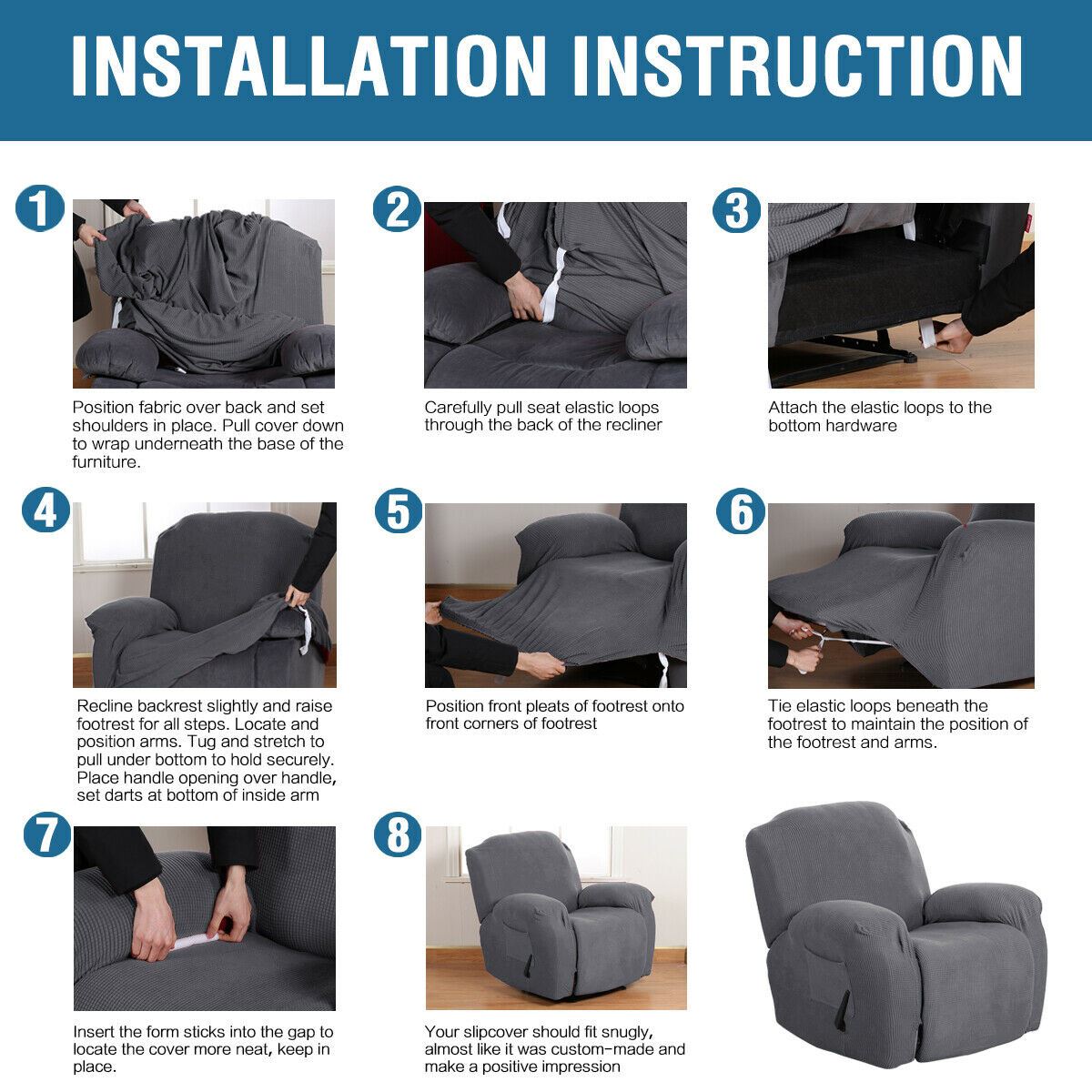 Stretch Recliner Cover 1-Piece Thick Soft Jacquard Recliner Chair Slip Cover