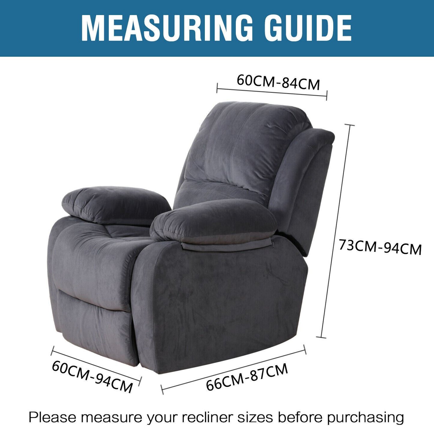 Stretch Recliner Cover 1-Piece Thick Soft Jacquard Recliner Chair Slip Cover