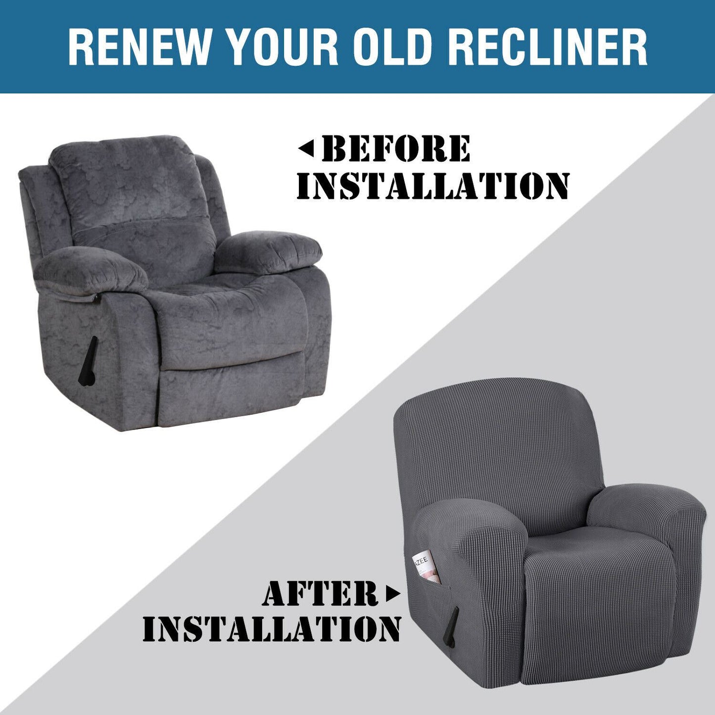 Stretch Recliner Cover 1-Piece Thick Soft Jacquard Recliner Chair Slip Cover