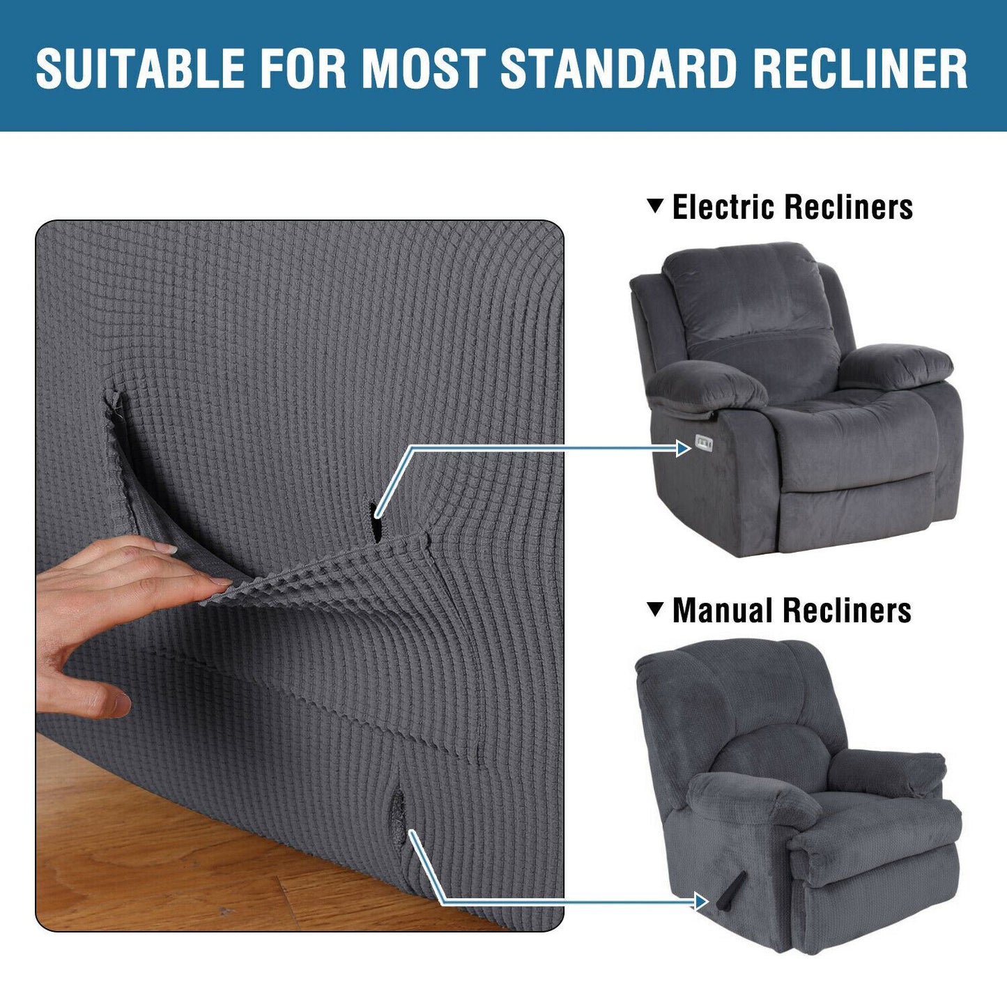 Stretch Recliner Cover 1-Piece Thick Soft Jacquard Recliner Chair Slip Cover