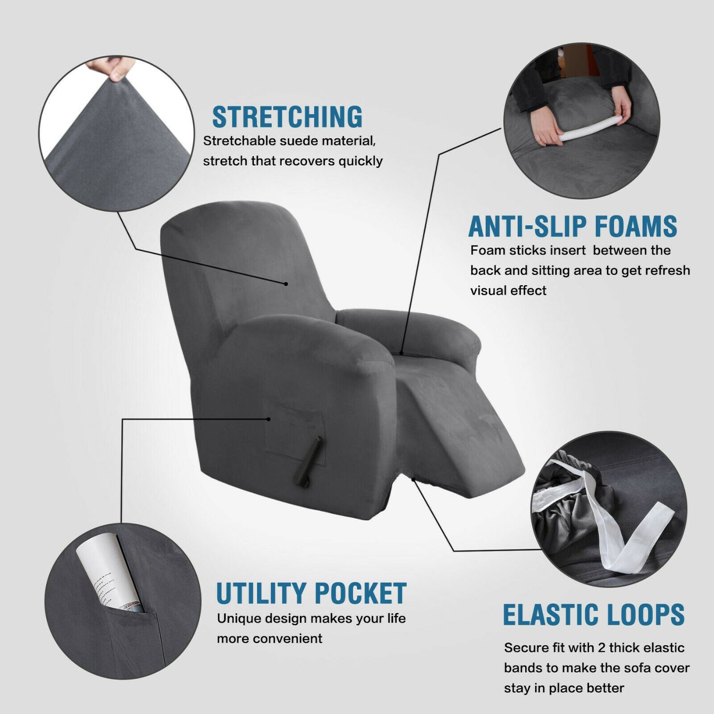 Recliner Cover Non Slip Stretch Suede Recliner Couch Covers Recliner Chair Cover