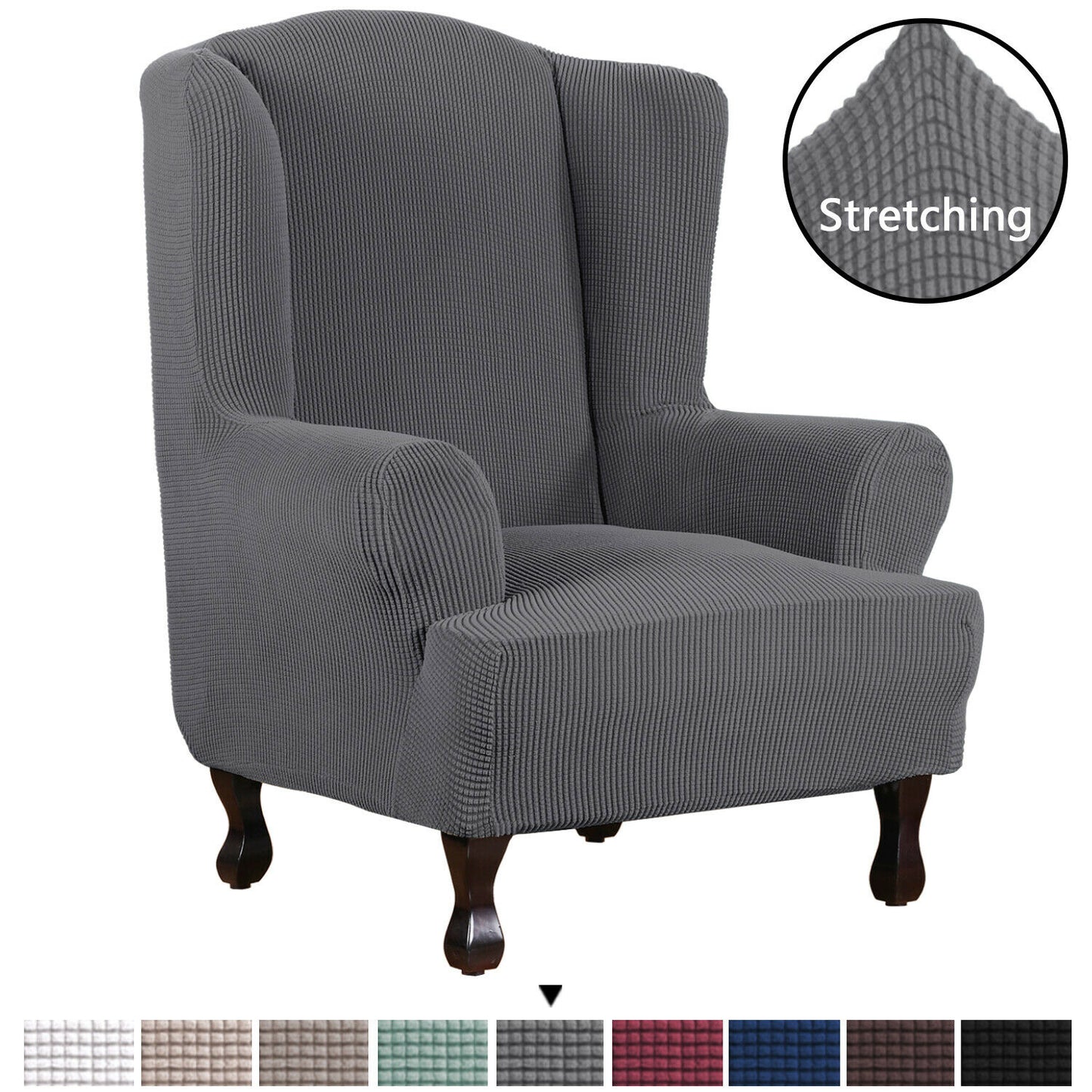 Stretch Wingback Chair Cover Rich Jacquard Wing Chair Covers Form Fit Washable