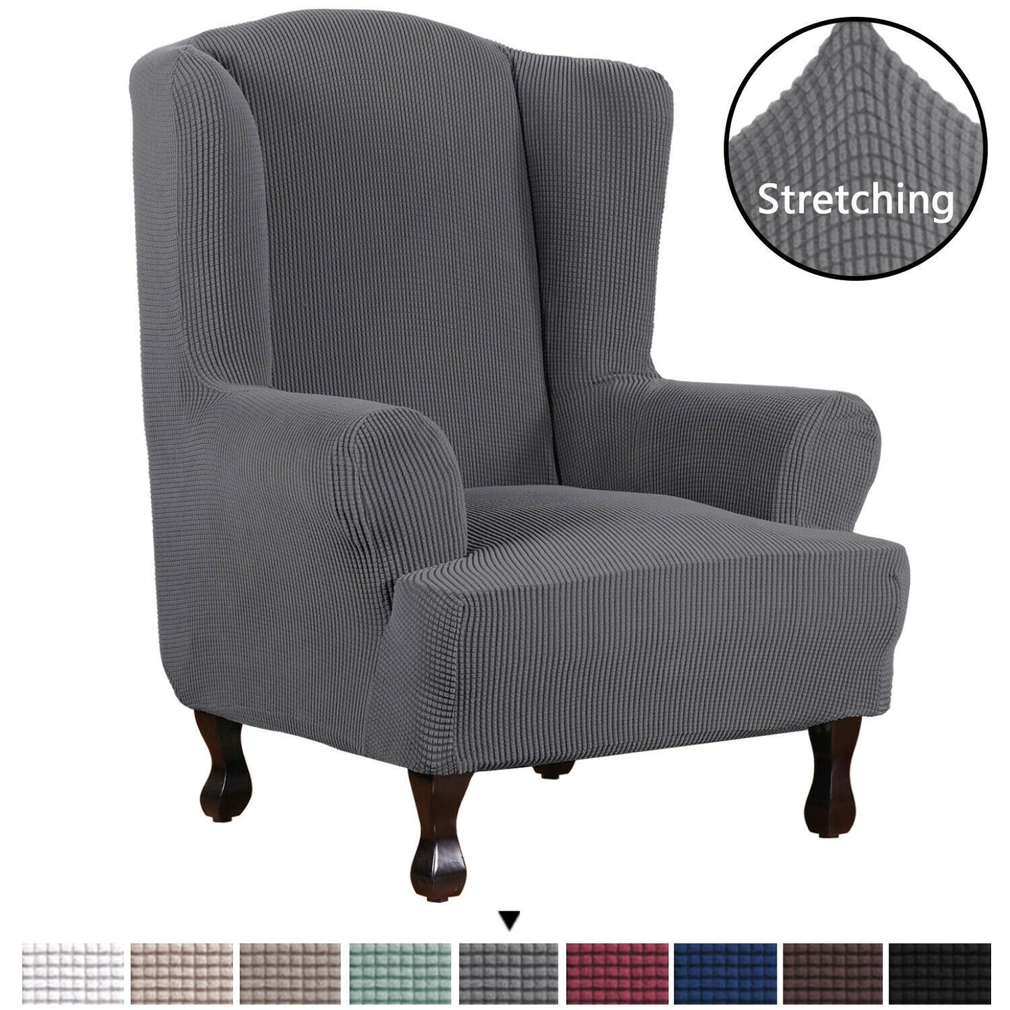 Stretch Wingback Chair Cover Rich Jacquard Wing Chair Covers Form Fit Washable
