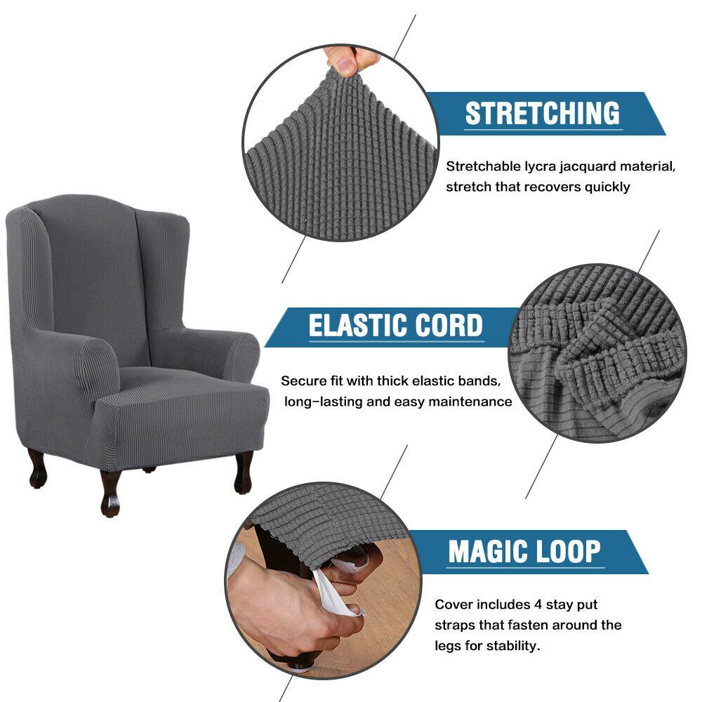 Stretch Wingback Chair Cover Rich Jacquard Wing Chair Covers Form Fit Washable