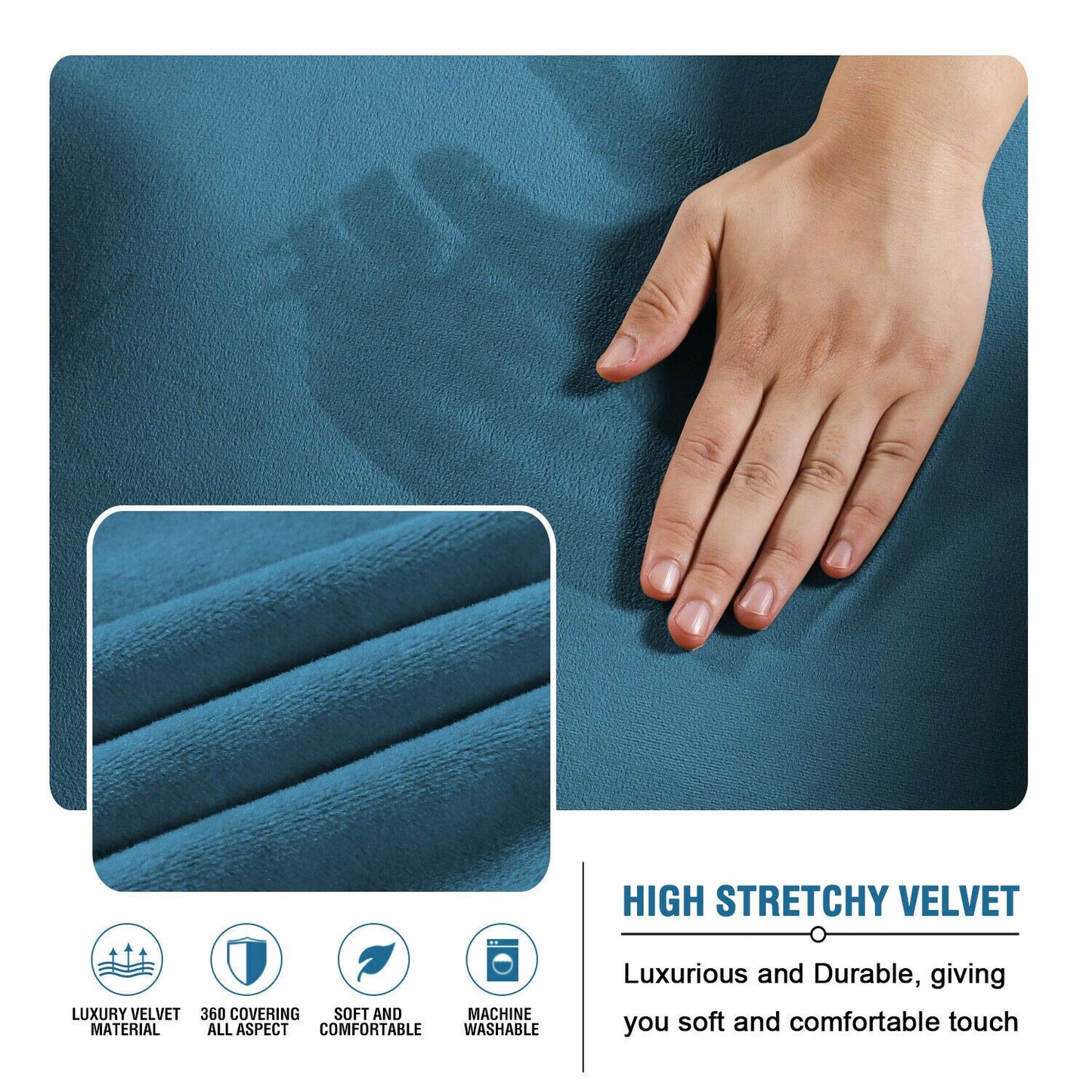 Rich Velvet Stretch L-Shaped Sofa Slipover Thick Left Chaise Lounge Slip Cover