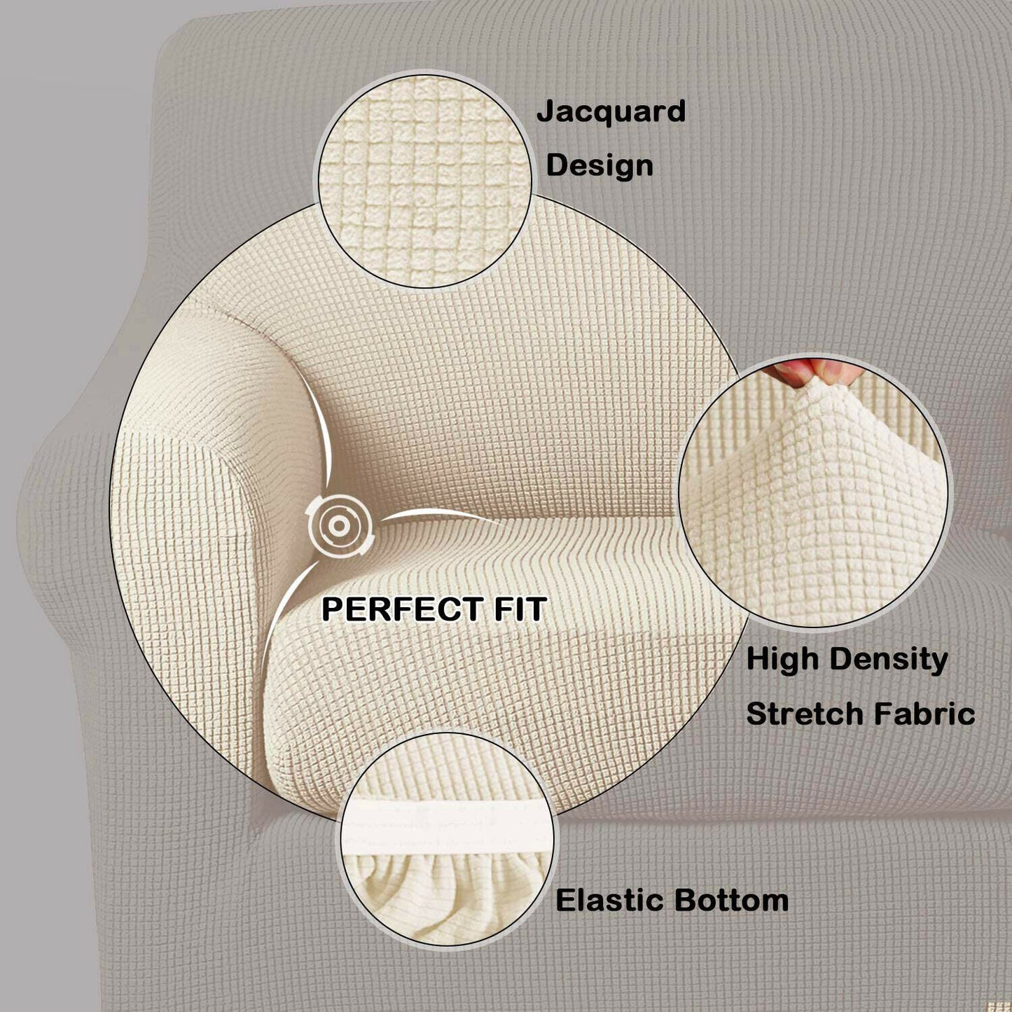 Sofa Covers Couch Cover 2-Piece Sofa Slip Covers with Seat Cushion Cover Natural