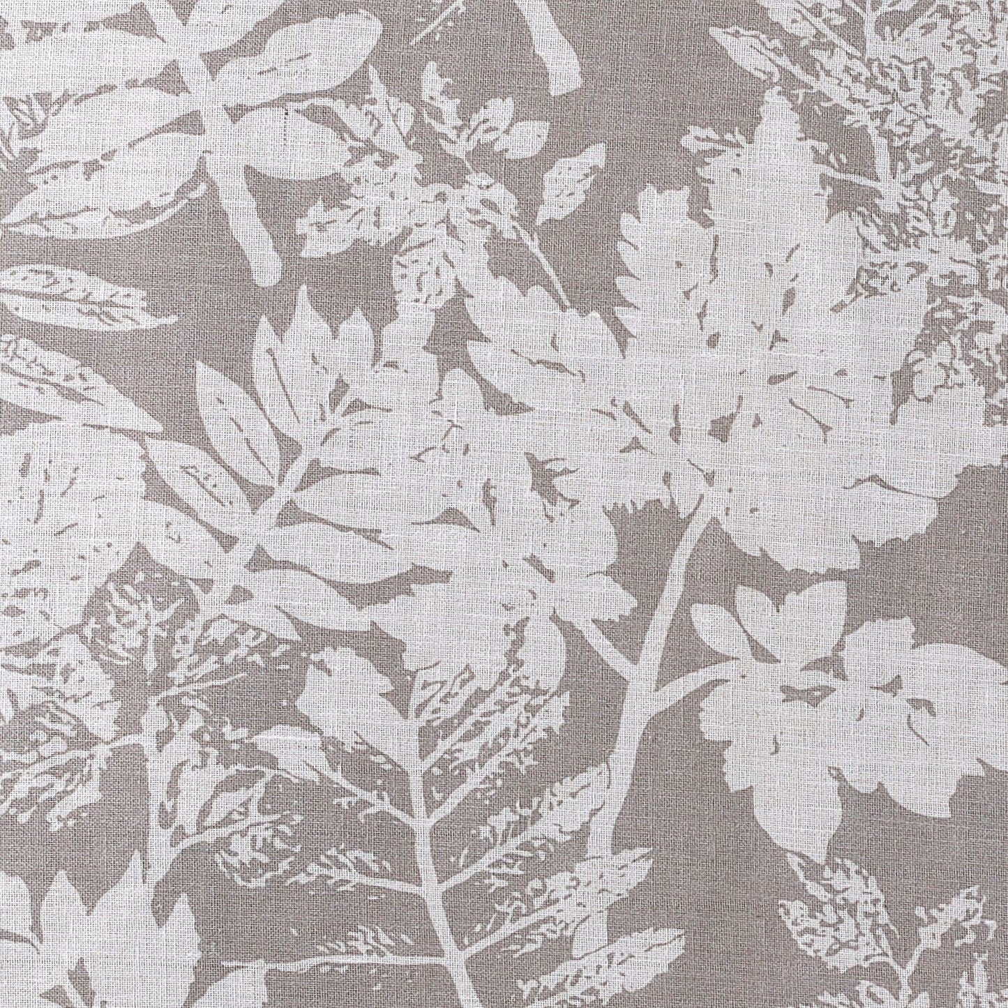 2x Natural Flax Linen Curtains Eyelet Living Room Leaf-Taupe, W132cm x D213cm