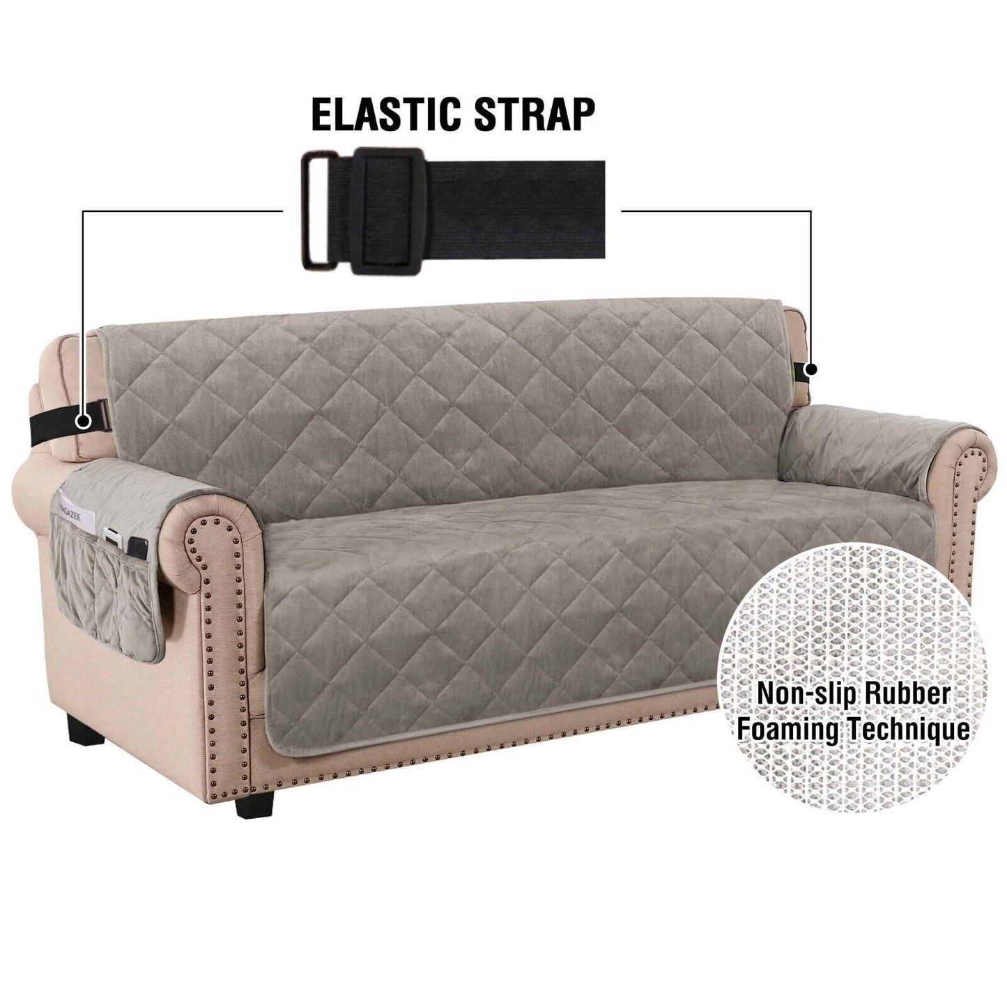 Smarcute Thick Velvet Sofa Cover Washable Furniture Protector for 3 Seater