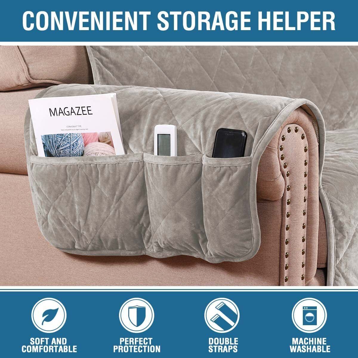 Smarcute Thick Velvet Sofa Cover Washable Furniture Protector for 3 Seater