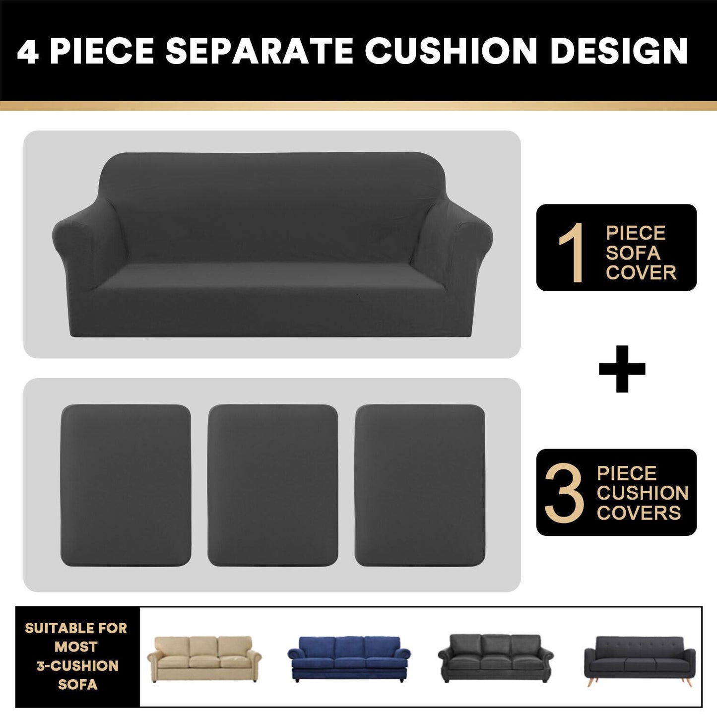 2 Pic Microfiber Stretch Sofa Covers Couch Covers Slipcovers with Elastic Bottom