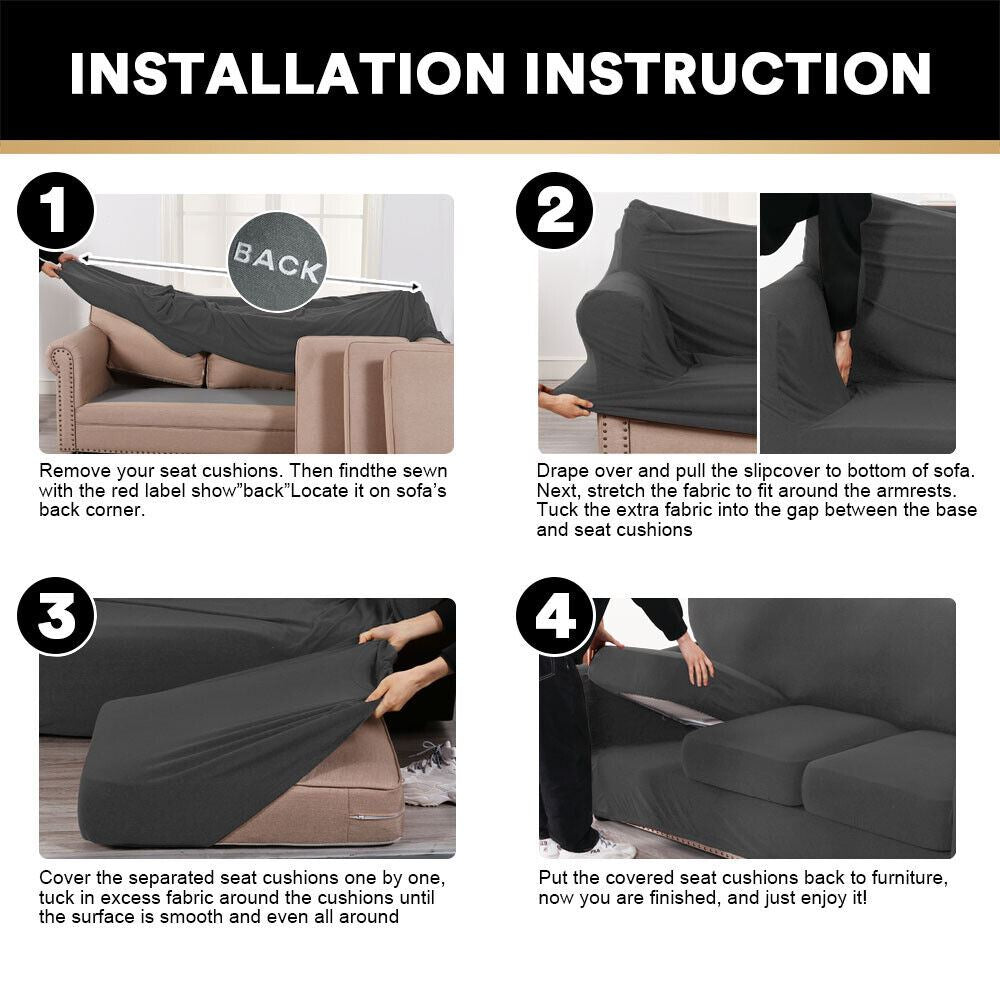 2 Pic Microfiber Stretch Sofa Covers Couch Covers Slipcovers with Elastic Bottom
