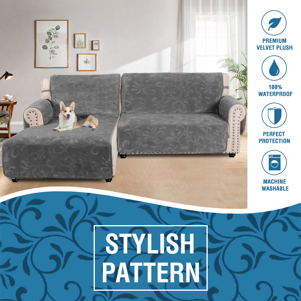 L Shaped Sofa Covers 100% Waterproof Chaise Lounge Covers for Pets Dogs 2 Pieces, Left/Right Sectional, Large